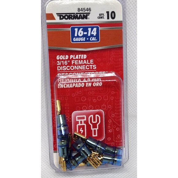 Gold-Plated 3/16" Female Disconnects 16-14 Gauge - Picture 2 of 6